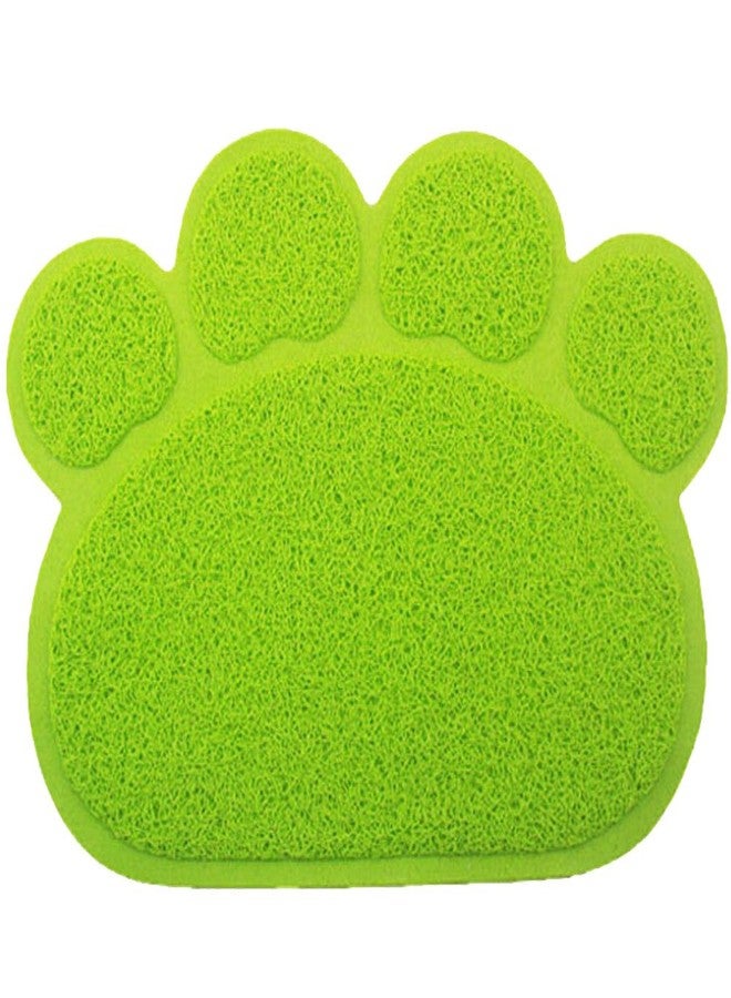 JOYJULY PVC Pet Dog Cat Puppy Kitten Dish Bowl Food Water Feeding Placemat, Non-Slip Cat Litter Mat Paw Shape, Green Small - Image 2