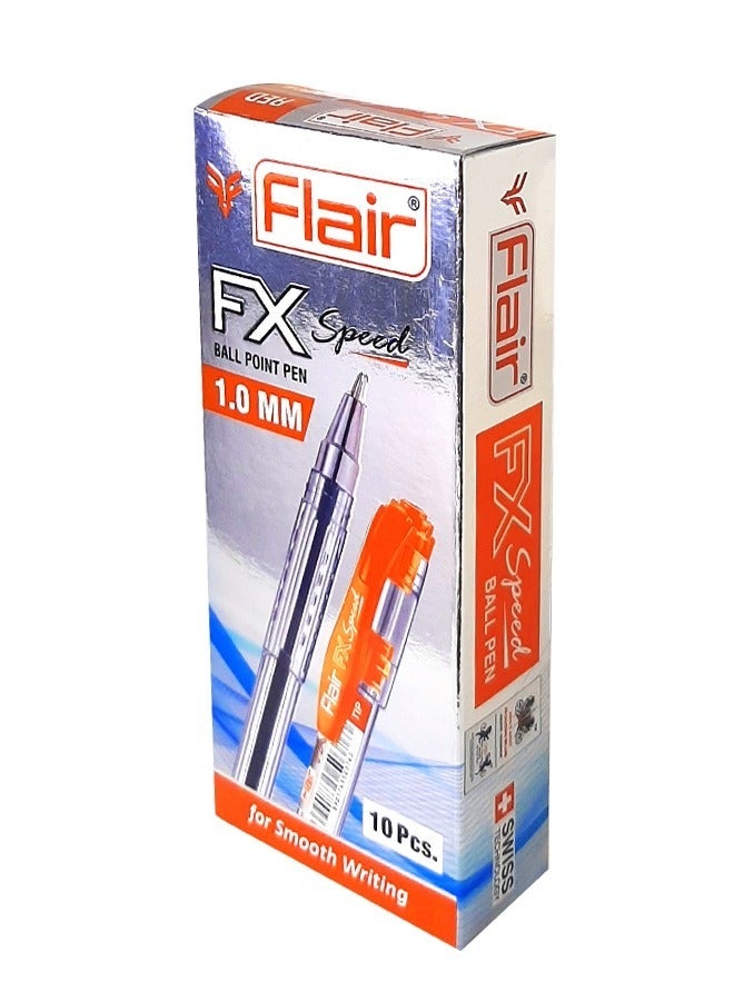 Flair FX Speed Ball Point Pen 1.0mm Set of 10pcs, Red - Image 1
