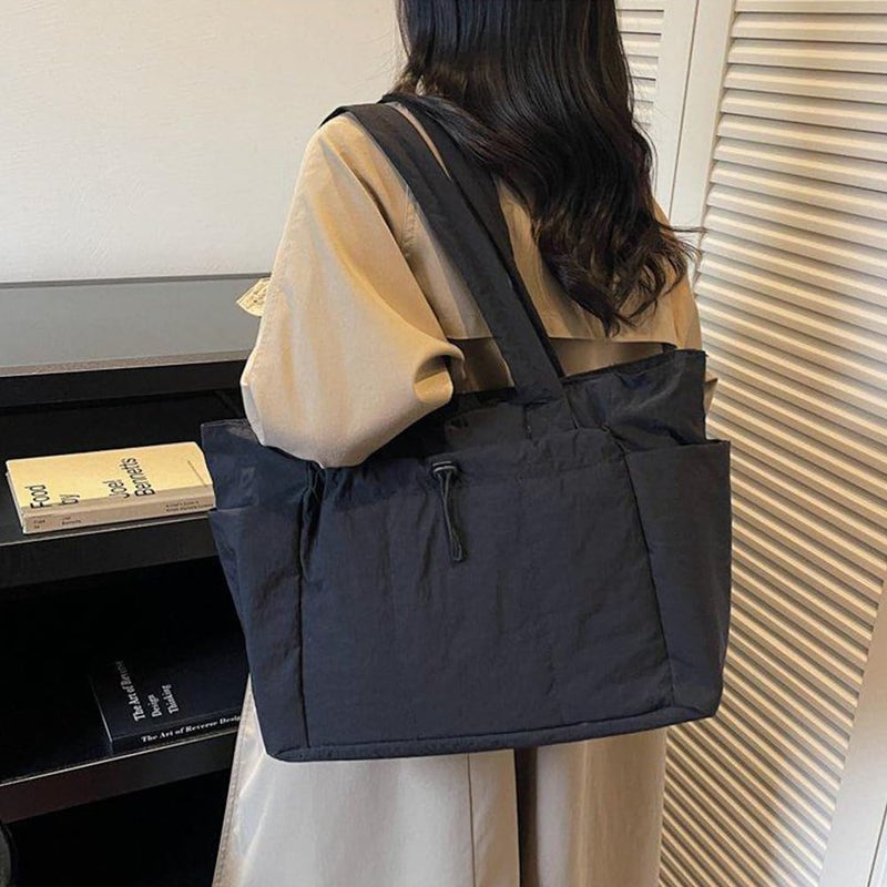 Geelyda Puffer Tote Bag with Cup Holder & Laptop Compartment & Trolley Sleeve for Travel, Work, Nurse, Teacher, Women - Image 3