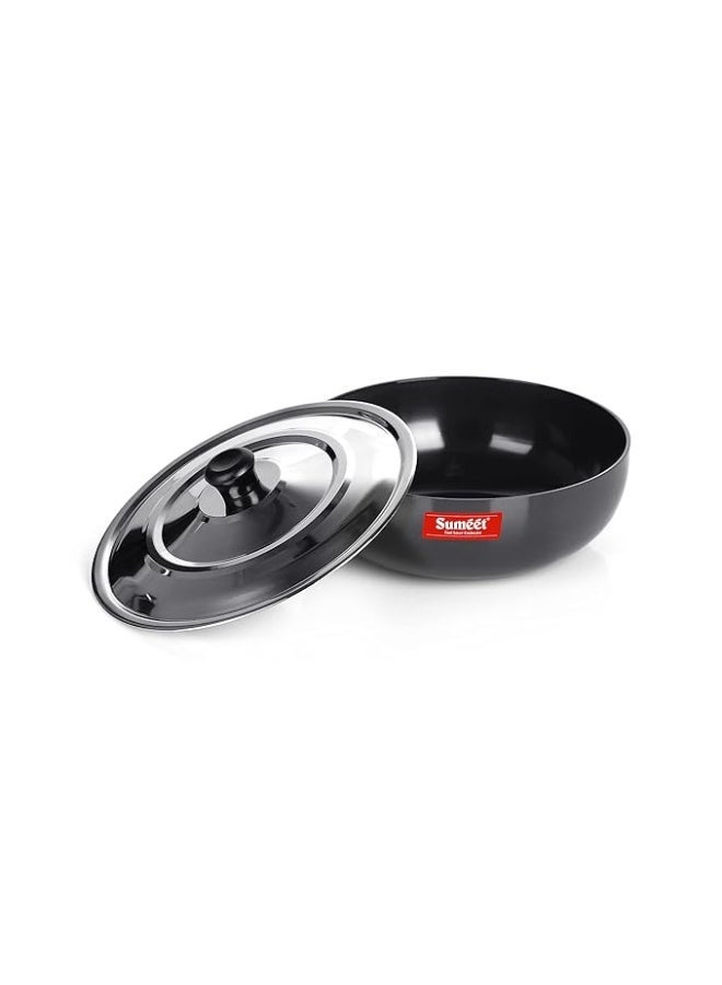 Sumeet 3mm Aluminium Hard Anodized Deep Tasla with Stainless Steel Lid Size No. - 11 (20cm Dia. 1.8L Capacity) - Image 2