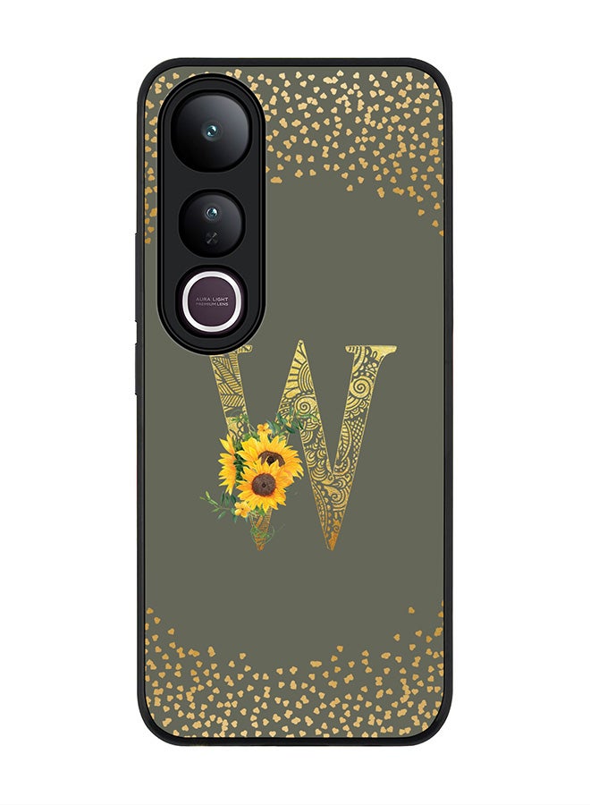 Stylizedd For vivo V50 Lite Case,Slim fit Camera Protection, Shockproof Thin Phone cover  - Custom Floral Monogram - W  (Olive Green )