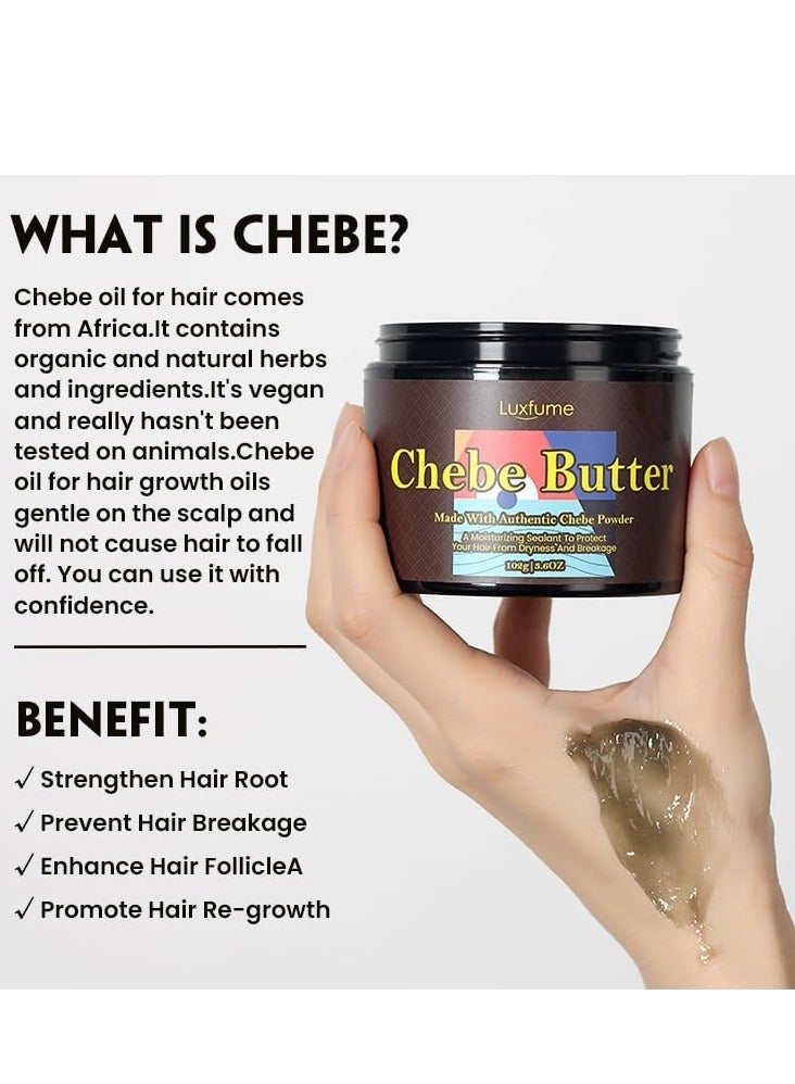 لوكس فيوم hebe Hair er, Organic Hair Growth Products Made With Chebe Powder, Castor Oil, Shea er, For Split Ends Treatment, Nourishing Vegan Afro Hair Products Oil For All Hair Types 102g - Image 2