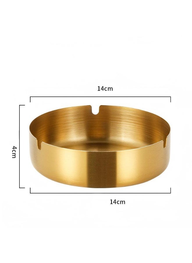EFUMKE Gold stainless steel ashtrays, simple and transparent, portable and modern design, suitable for home offices, cafes, hotels, outdoor and other places (4*14CM). - Image 2