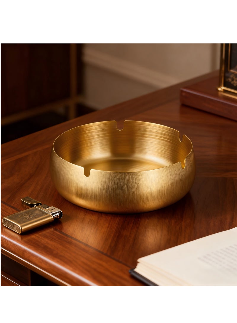 EFUMKE Gold stainless steel ashtrays, simple and transparent, portable and modern design, suitable for home offices, cafes, hotels, outdoor and other places (4*14CM). - Image 1