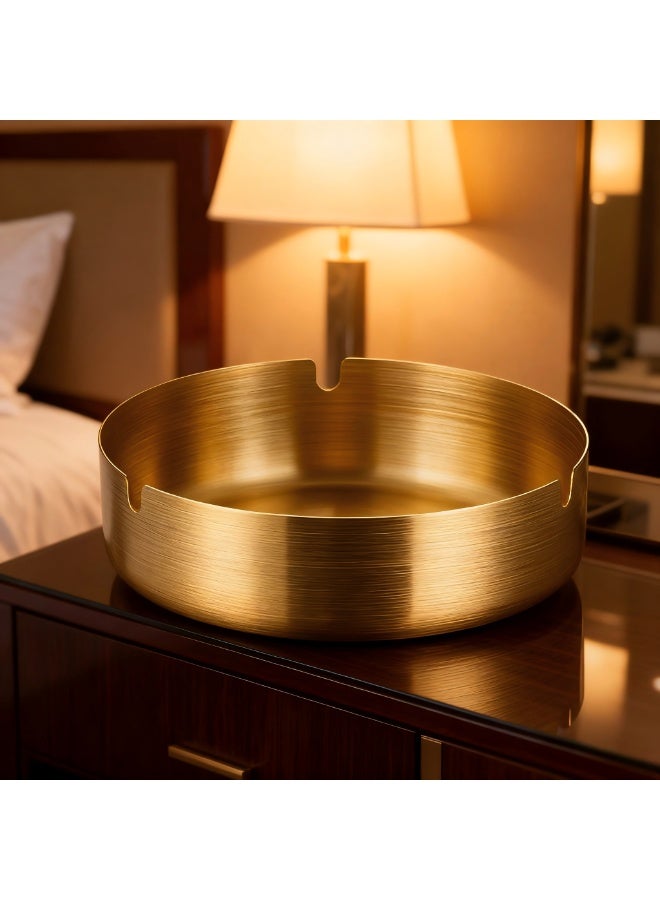 EFUMKE Gold stainless steel ashtrays, simple and transparent, portable and modern design, suitable for home offices, cafes, hotels, outdoor and other places (4*14CM). - Image 3