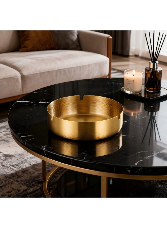 EFUMKE Gold stainless steel ashtrays, simple and transparent, portable and modern design, suitable for home offices, cafes, hotels, outdoor and other places (4*14CM). - Image 4