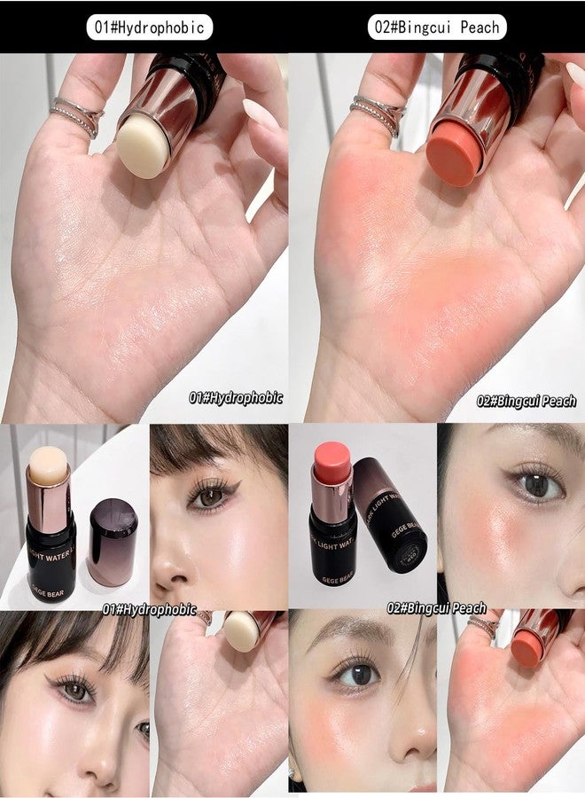 Gege Bear Highlighter Stick | Smooth Blendable Cream Stick | Aesthetic Highlighters Pastel | Dewy Water-Light Glow | Pastel-Inspired shades | Long-Lasting Glow | Perfect for Cheeks and Nose | Soft Look | Face Makeup Highlighter for Women (01# Hydrophobic, 8g) - Image 3