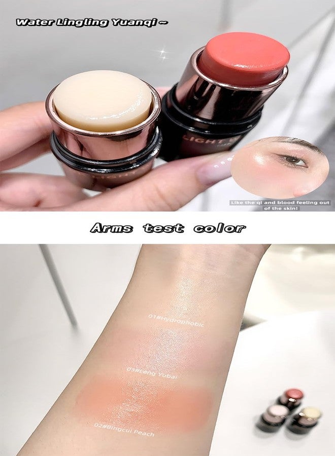 Gege Bear Highlighter Stick | Smooth Blendable Cream Stick | Aesthetic Highlighters Pastel | Dewy Water-Light Glow | Pastel-Inspired shades | Long-Lasting Glow | Perfect for Cheeks and Nose | Soft Look | Face Makeup Highlighter for Women (01# Hydrophobic, 8g) - Image 2