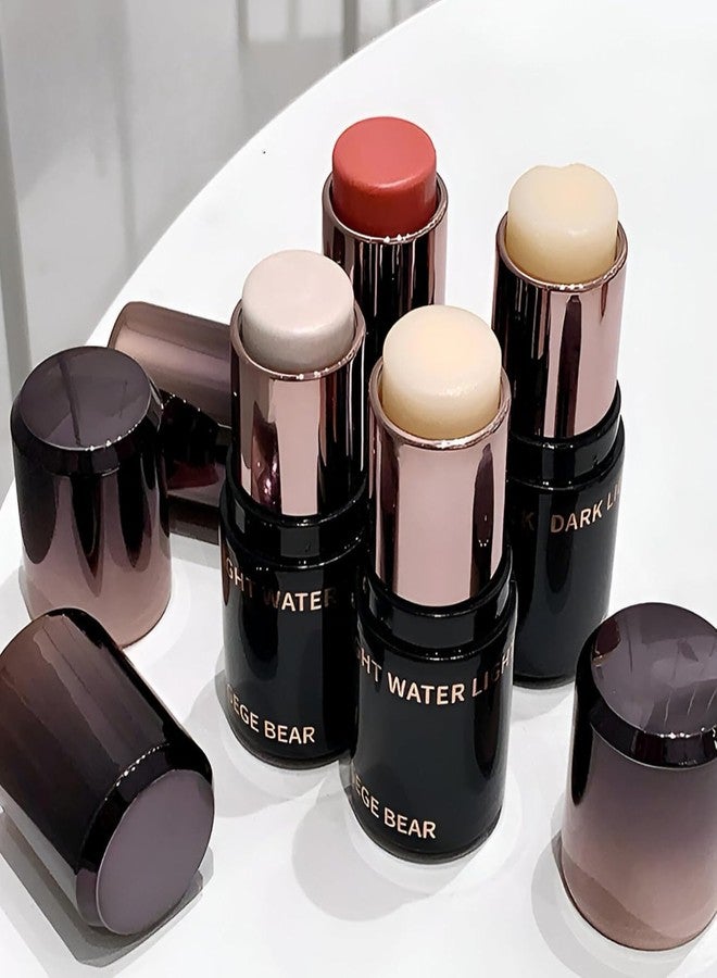 Gege Bear Highlighter Stick | Smooth Blendable Cream Stick | Aesthetic Highlighters Pastel | Dewy Water-Light Glow | Pastel-Inspired shades | Long-Lasting Glow | Perfect for Cheeks and Nose | Soft Look | Face Makeup Highlighter for Women (01# Hydrophobic, 8g) - Image 1