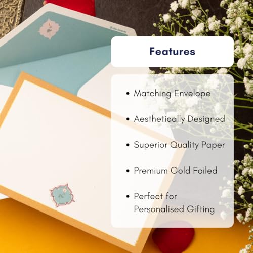 Be Stories Moroccon Affair One Side Print Blank Greeting Note Cards With Envelopes 130 GSM With Gold Foil & Sticker Seals For Birthday, Diwali, Chirtsmas- 5.50 x 3.50 inches, Pack of 5 - Image 4