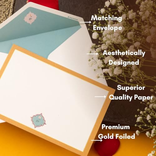 Be Stories Moroccon Affair One Side Print Blank Greeting Note Cards With Envelopes 130 GSM With Gold Foil & Sticker Seals For Birthday, Diwali, Chirtsmas- 5.50 x 3.50 inches, Pack of 5 - Image 2