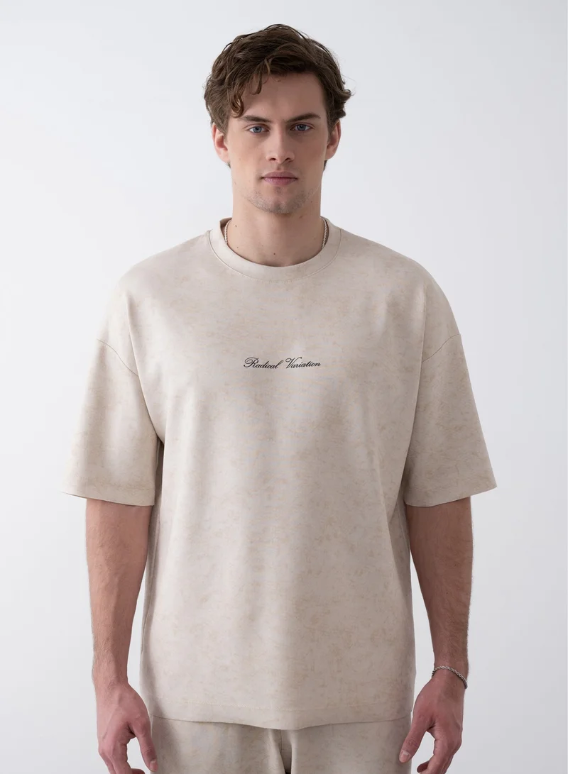 Marrakech Short Sleeves Round Neck T-Shirt for Men - Beige