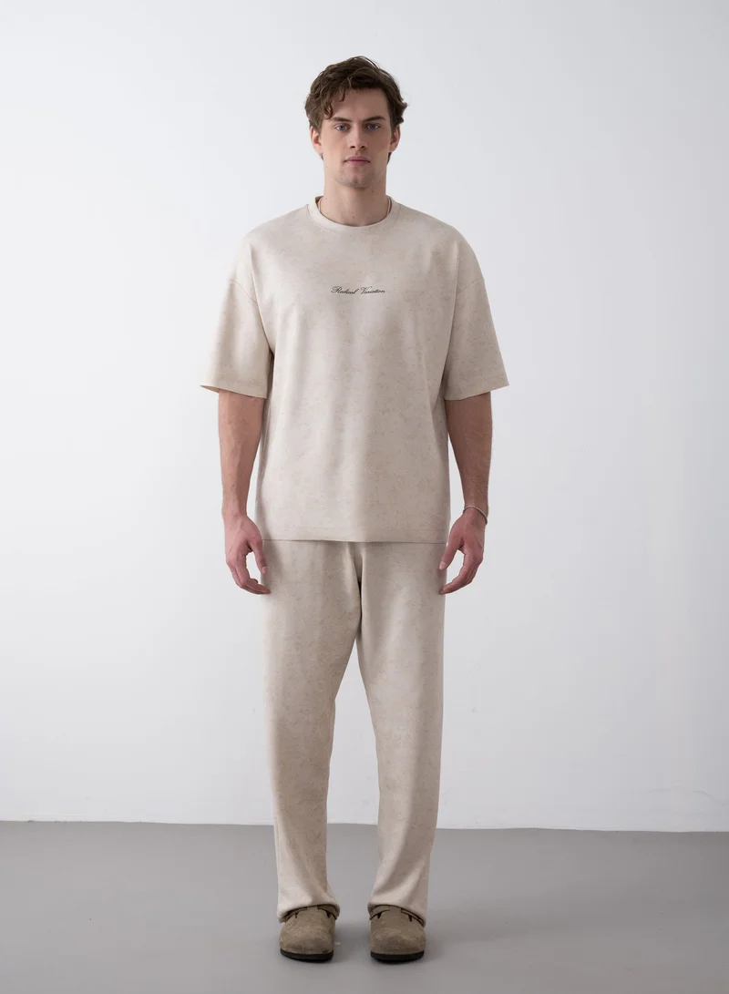 Marrakech Short Sleeves Round Neck T-Shirt for Men - Beige