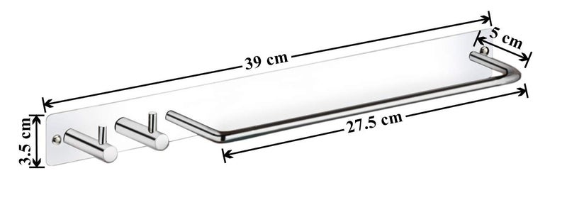 Plantex Stainless Steel Towel Rod with Hooks for Bathroom/Towel Stand for Kitchen/Towel Hanger/Hook Rail/Bathroom Accessories (Chrome) - Image 4