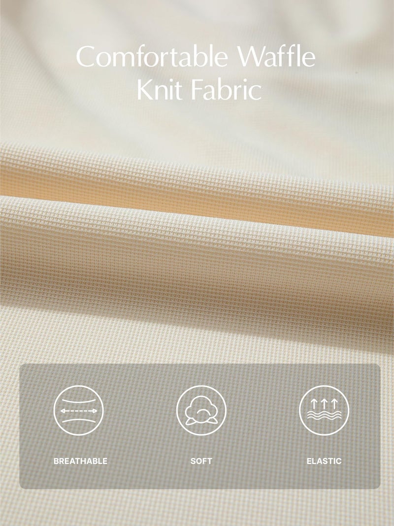 EVALESS Wide Leg Pants for Women High Waisted Flowy Business Casual Dress Pants Womens Elastic Waist Waffle Knit Palazzo Trousers Office Work Slacks Teacher Outfits Beige X-Large - Image 5