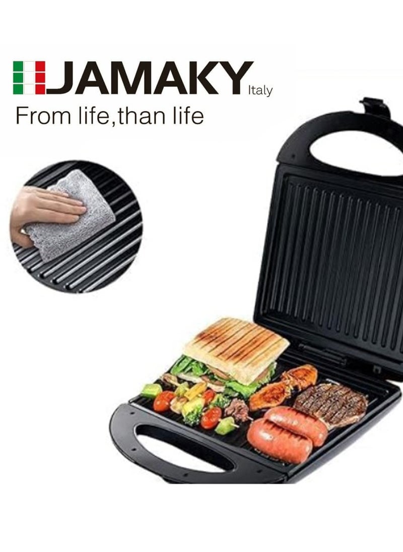JAMAKY Italy - Sandwich Maker 2000 Watt with Italian technology - with Fixed Grill, JMK2010A, Powerful Heater for Quick Setting, Beautifully Designed, Easy to Use and Powerful Heater - Image 1