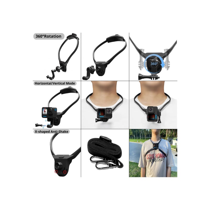 SOLARAE Mobile Phone Chest Mount Strap Holder Anti-Slide Strap Mount POV Selfie Hand Free Necklace Holder for GoPro AKASO DJI Action Camera and Smart Phone Video Record Accessories - Image 3