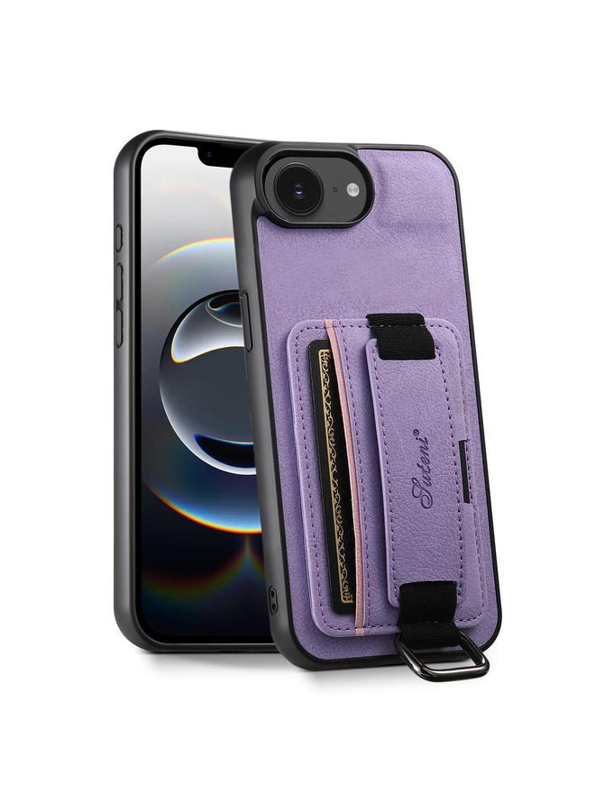 Suteni Case For iPhone 16e H13 Litchi Leather Wrist Strap Wallet Back Phone Case - Image 1