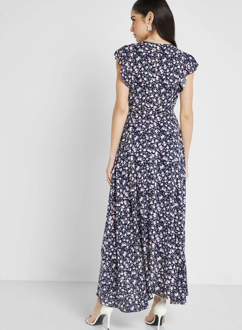 ELLA Ruffle Sleeve Printed Dress