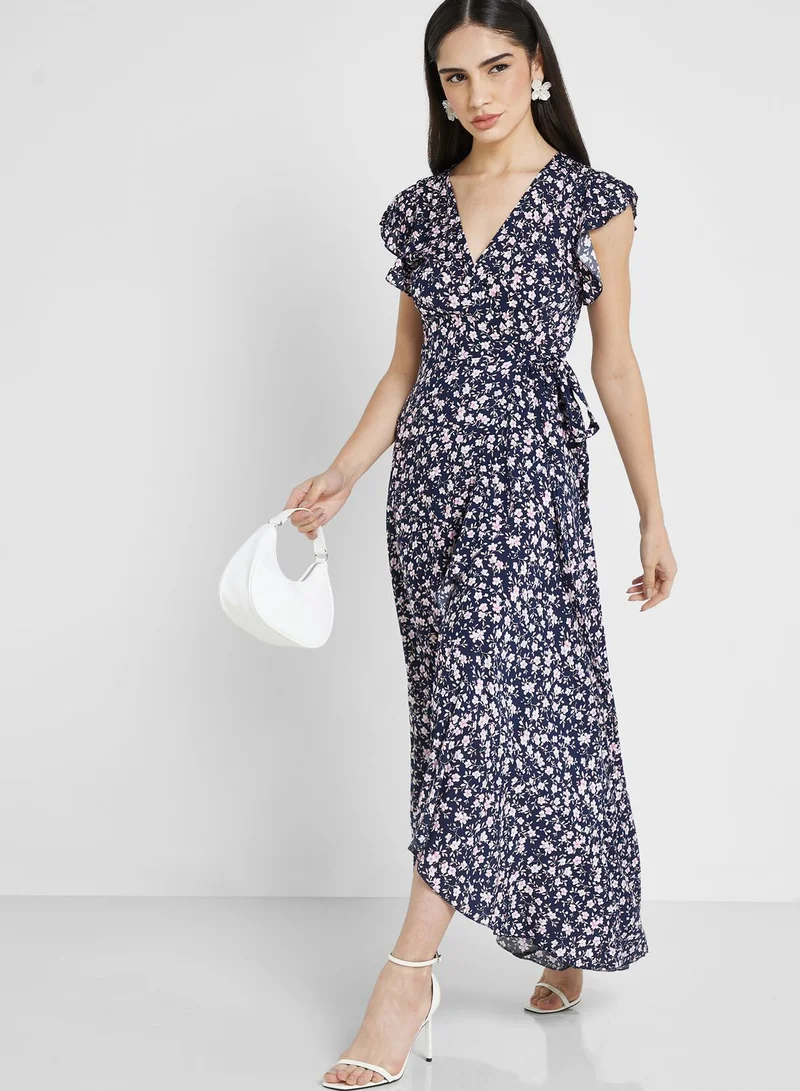 ELLA Ruffle Sleeve Printed Dress
