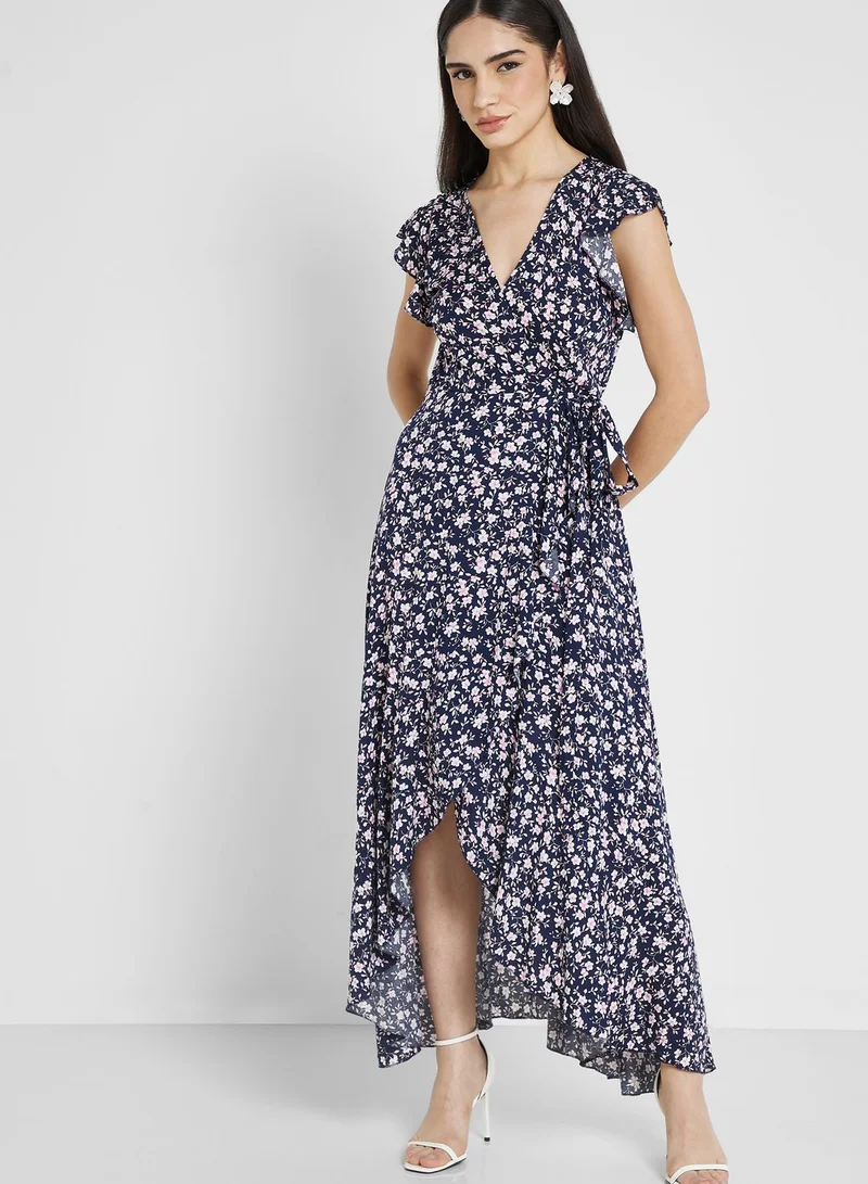 ELLA Ruffle Sleeve Printed Dress