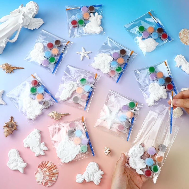 سيمقوينج 20 قطعة مجموعة طقم رسم سيراميك حورية البحر DIY سيراميك لرسم تماثيل حورية البحر الخاصة بك فنون وحرف جبس غير مطلية للكبار هدايا حفلات العطلات وأعياد الميلاد - Image 3