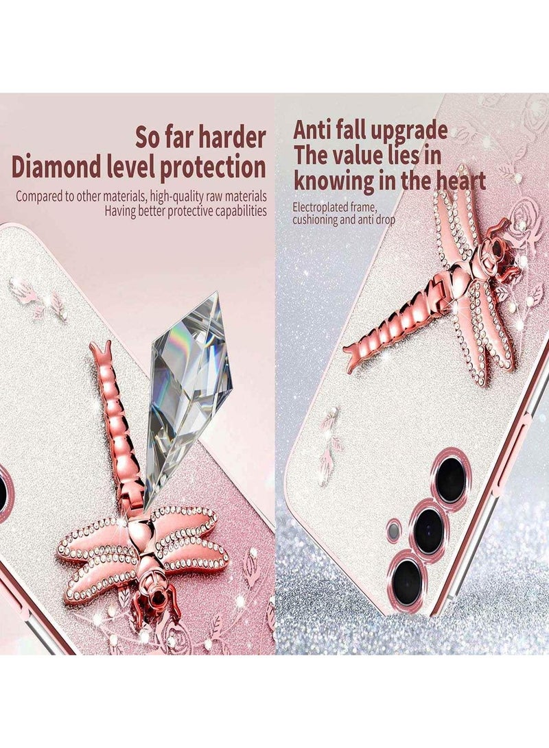 general Samsung Galaxy A56 5G Glitter Case, Ultra-thin Transparent Glitter TPU Shockproof Case, Glitter Diamond Flower Dragonfly Support Ladies Case - Image 3