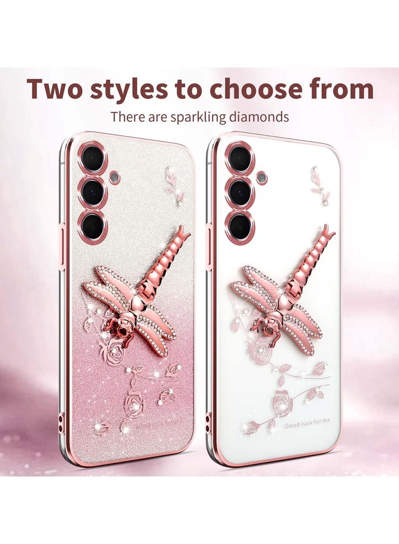 general Samsung Galaxy A56 5G Glitter Case, Ultra-thin Transparent Glitter TPU Shockproof Case, Glitter Diamond Flower Dragonfly Support Ladies Case - Image 2