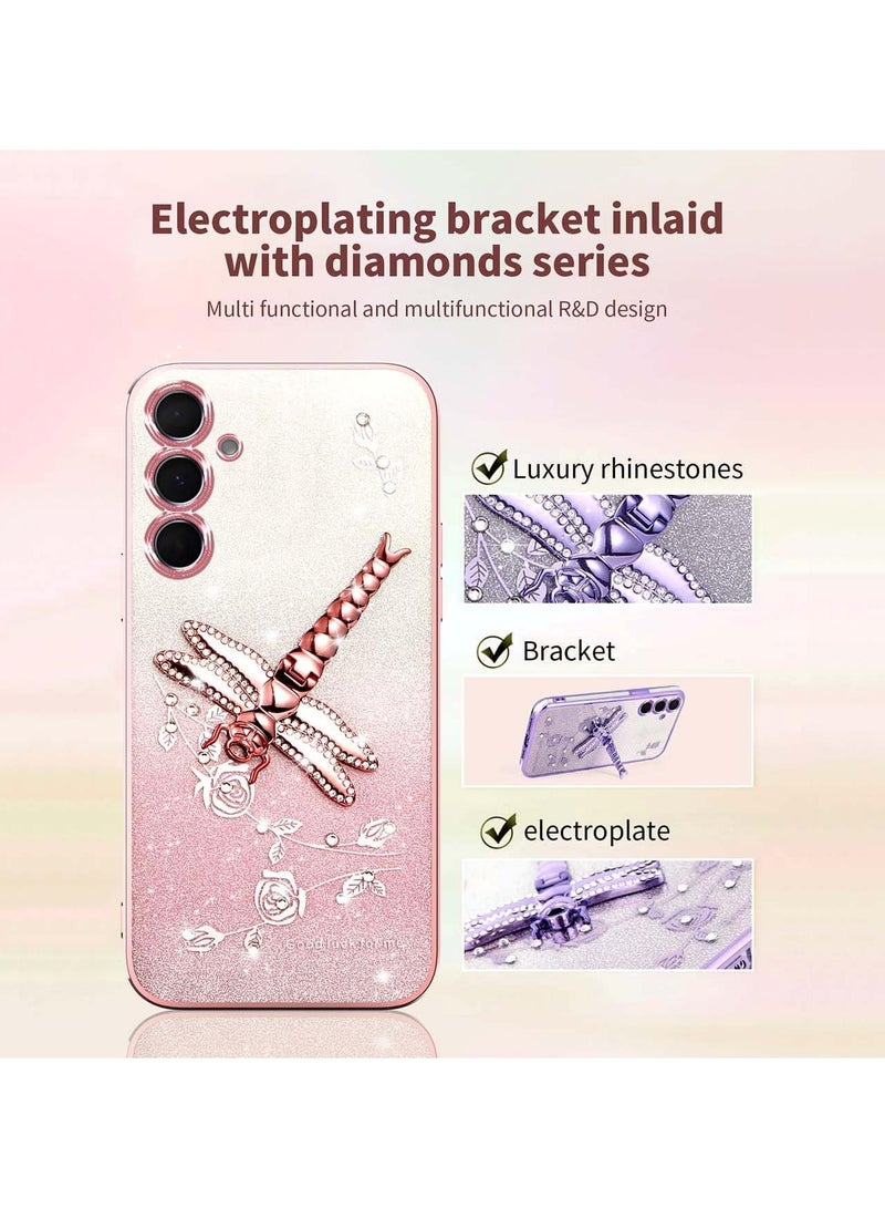 general Samsung Galaxy A56 5G Glitter Case, Ultra-thin Transparent Glitter TPU Shockproof Case, Glitter Diamond Flower Dragonfly Support Ladies Case - Image 4