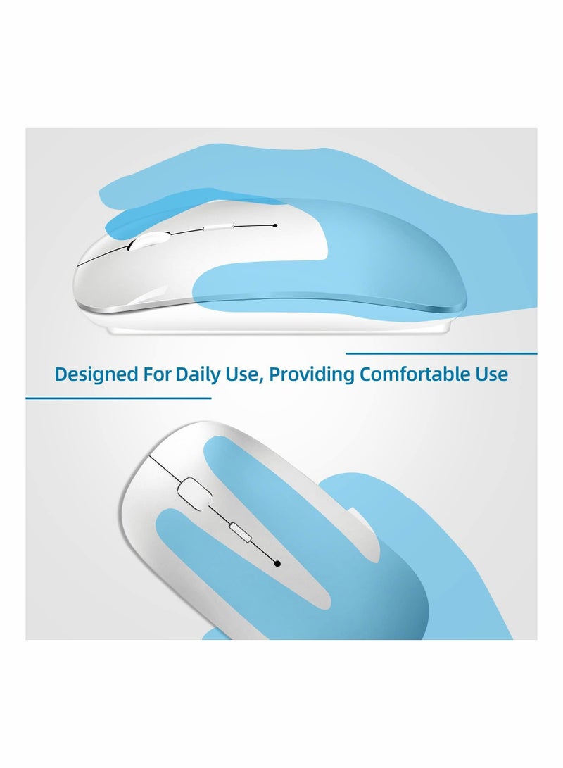 Arabest Bluetooth Mouse, Rechargeable Wireless Mouse for MacBook Pro/Air/iPad/Laptop/PC/Mac/Computer, Silver  - Image 4