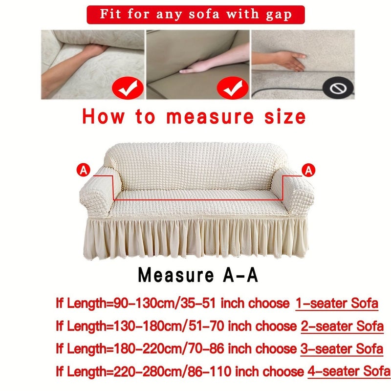 1pc White Solid Color Single Elastic Fabric Sofa Cover 35x55in Washable All Seasons Lazy Sofa Cover - Image 5