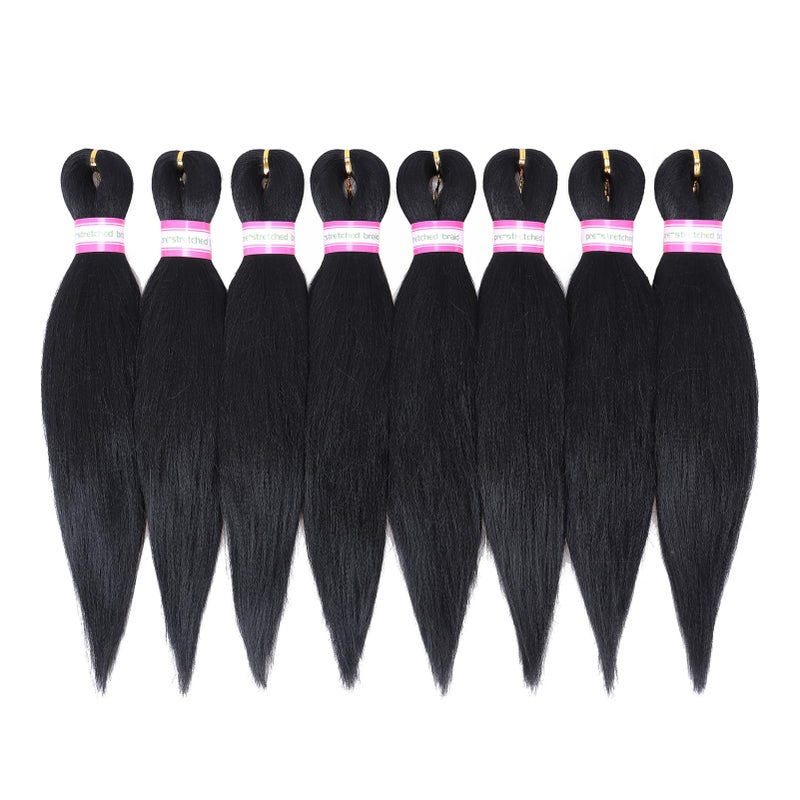 Dorsanee Pre Stretched Braiding Hair Extensions Black 12 Inch 8 Packs Kids Girls Braiding Hair Natural Easy Braid Hot Water Setting Professional Soft Synthetic Yaki Straight Texture (#1B) - Image 1