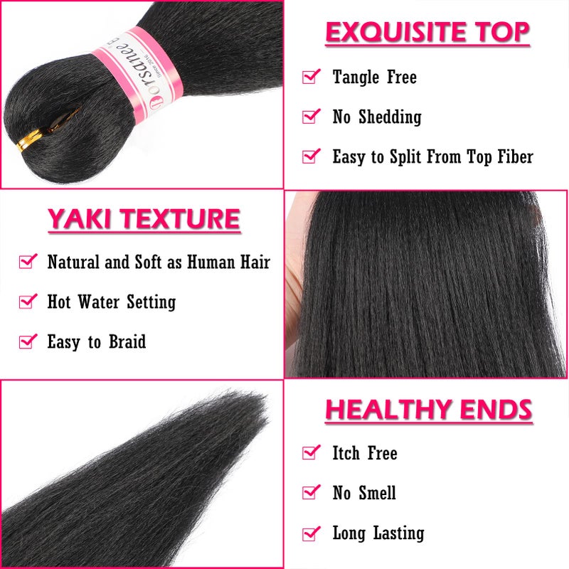 Dorsanee Pre Stretched Braiding Hair Extensions Black 12 Inch 8 Packs Kids Girls Braiding Hair Natural Easy Braid Hot Water Setting Professional Soft Synthetic Yaki Straight Texture (#1B) - Image 3
