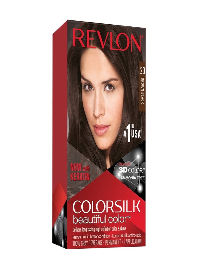 Revlon ColorSilk Permanent Hair Color For Women, Salon Perfect Hair Colour at Home with 100% Grey Coverage | Pro-Keratin & No Ammonia | Up to 8 Weeks of Colour | Shade - Brown Black 2N (Pack of 1) - Image 1