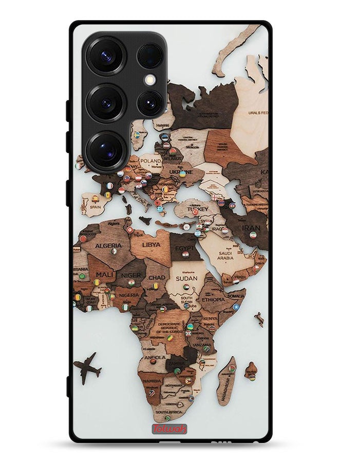 Tolwak غطاء حماية لجهاز سامسونج جالكسي S25 ألترا بتصميم خريطة العالم - Image 1