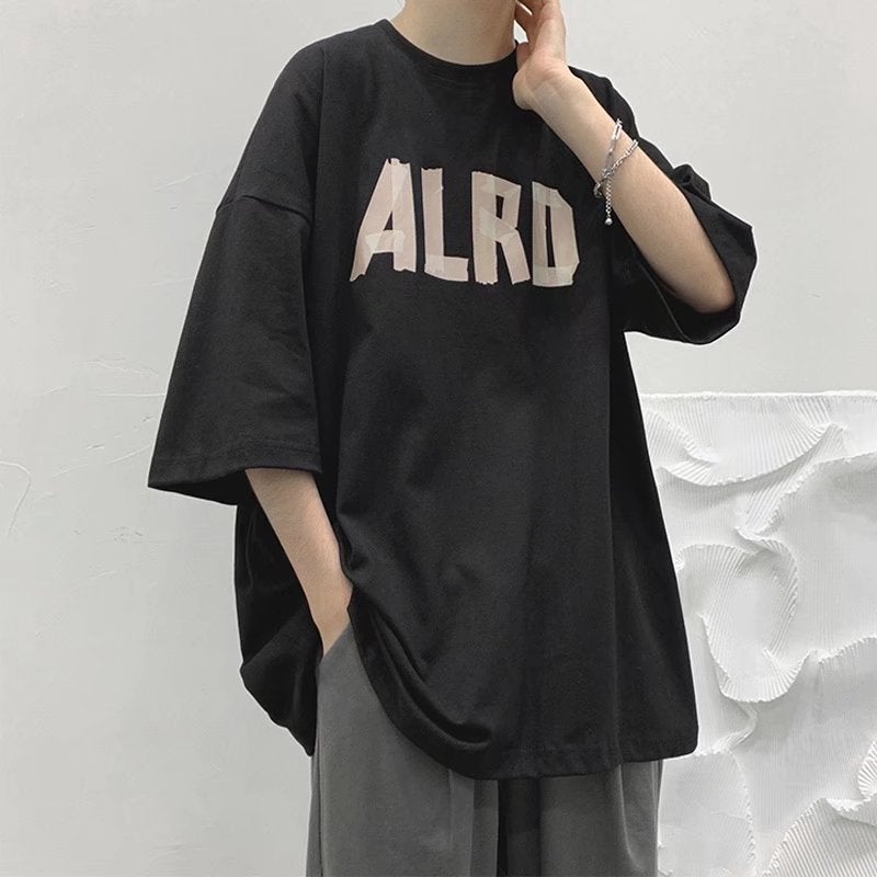 American Short-Sleeved T-Shirt Men'S Summer Hong Kong Style Ins Popular Brand Loose Large Size Letter Printed Half-Sleeved T-Shirt Base Shirt - Image 2
