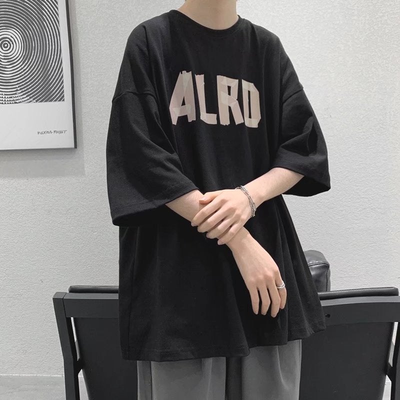 American Short-Sleeved T-Shirt Men'S Summer Hong Kong Style Ins Popular Brand Loose Large Size Letter Printed Half-Sleeved T-Shirt Base Shirt - Image 5