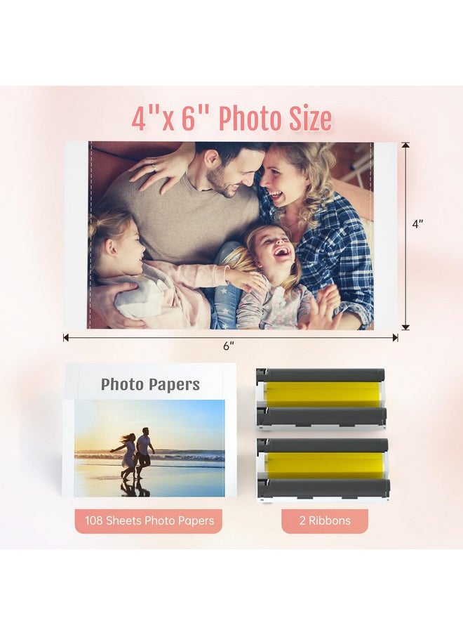 HPRT 4X 6 Photo Paper 108 Sheets And Two Ribbons，Designed For Cp4100/Cp4000L Photo Printer  - Image 4