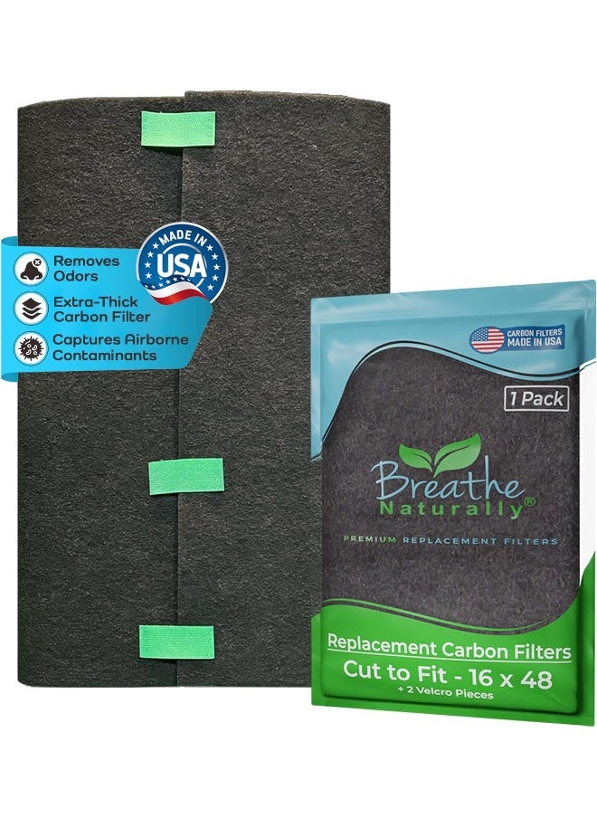 Breathe Naturally - 16X48 Cut-To-Fit Activated Carbon Filter Sheet (1 Pack) Multi-Use Charcoal Air Filter Pad For Air Purifiers, Air Conditioners, Air Vents - Image 1