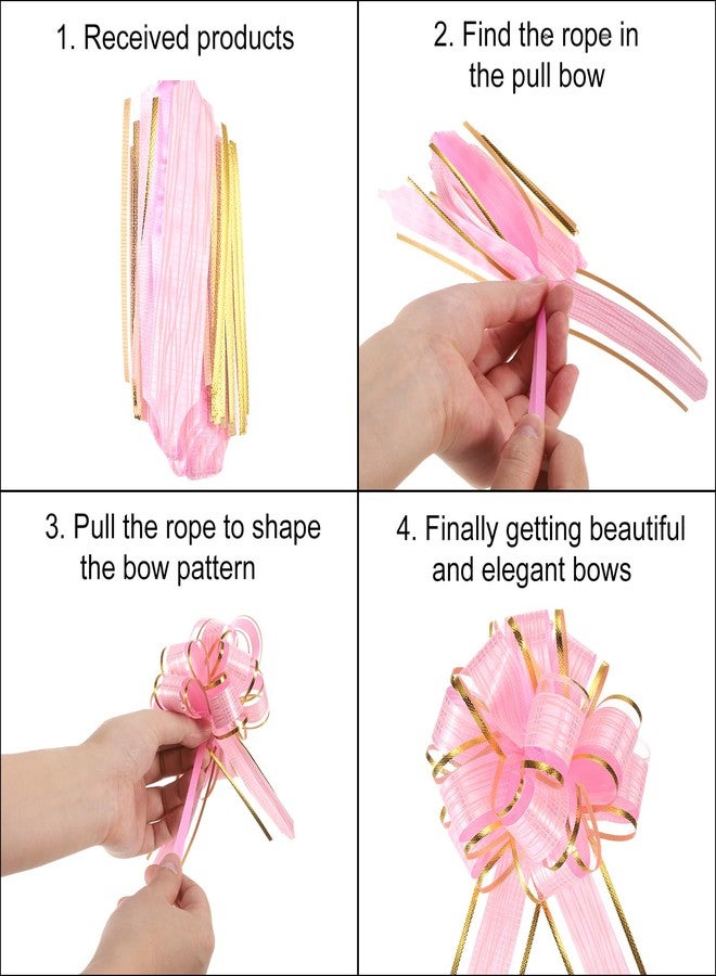 MECCANIXITY 5pcs 6 Inch Large Pull Bow Gift Wrapping Bows Ribbon Organza Bows Gold for Wedding Baskets Presents Christmas Party - Image 3