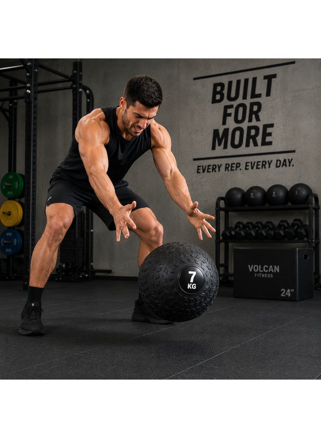 Volcan Fitness Slam Ball 7KG – Heavy Duty Non-Bounce Rubber Medicine Ball for Strength & Cross Training - Image 2