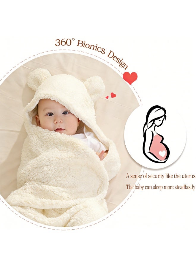 Baby Swaddle Blanket Boys Girls Cute Bear Plush Essential Receiving Blanket Ultra-Soft Newborn Registry Sleeping Wraps for Infant 0-6 Months - Image 4