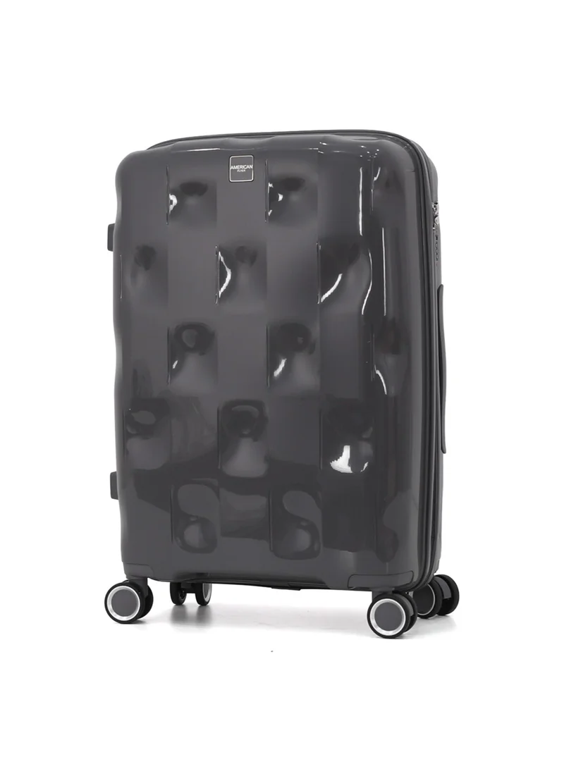 امريكان فلاير American Flyer 3-Piece Hardside Spinner Luggage Set - Glossy Grey with Textured Dent Design