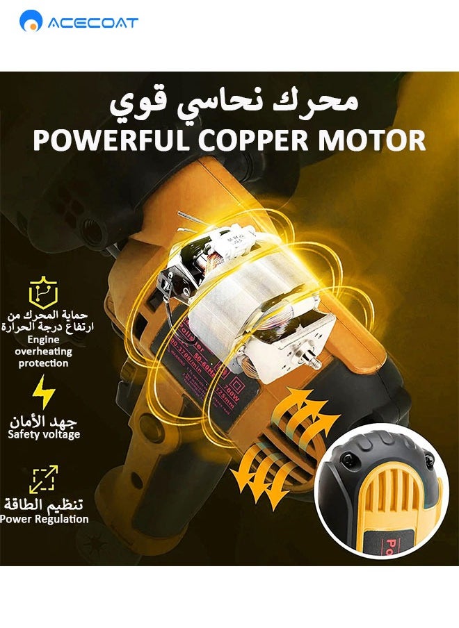 ايسكوت ملمع سيارات، آلة تلميع 600 واط، سرعة متغيرة 600-3700 دورة في الدقيقة، مقبض جانبي، مجموعة إسفنجة تلميع 125 مم، لتلميع وتشميع السيارات والأثاث والدراجات النارية  - Image 2