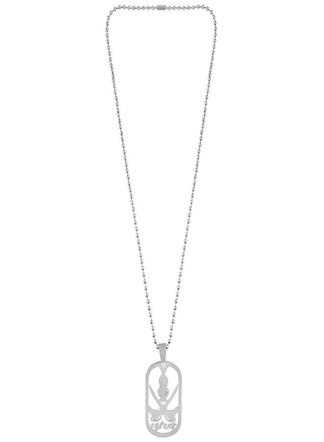 Memoir Brass Silverplated South Indian Vanniyar Symbol locket chain pendant necklace Men and Women (PCRI5422) - Image 2