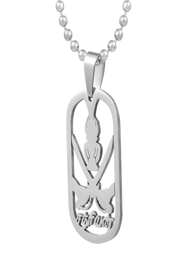 Memoir Brass Silverplated South Indian Vanniyar Symbol locket chain pendant necklace Men and Women (PCRI5422) - Image 3