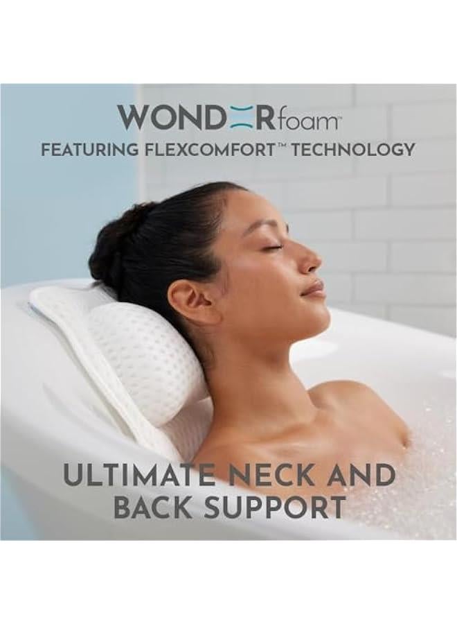HOOKOR Bath Pillow for Tub, Thick Padded Ergonomic,Support for Head Neck and Back, Slip-Resistant, Machine Washable Breathable Quick Dry Mesh Bathtub Headrest Pillows, Spa Rest Accessories, White - Image 2