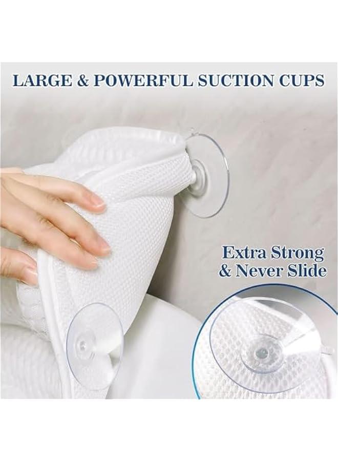 HOOKOR Bath Pillow for Tub, Thick Padded Ergonomic,Support for Head Neck and Back, Slip-Resistant, Machine Washable Breathable Quick Dry Mesh Bathtub Headrest Pillows, Spa Rest Accessories, White - Image 3