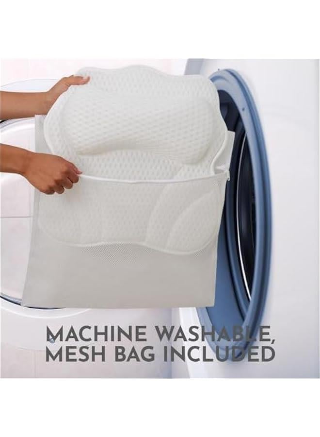 HOOKOR Bath Pillow for Tub, Thick Padded Ergonomic,Support for Head Neck and Back, Slip-Resistant, Machine Washable Breathable Quick Dry Mesh Bathtub Headrest Pillows, Spa Rest Accessories, White - Image 5