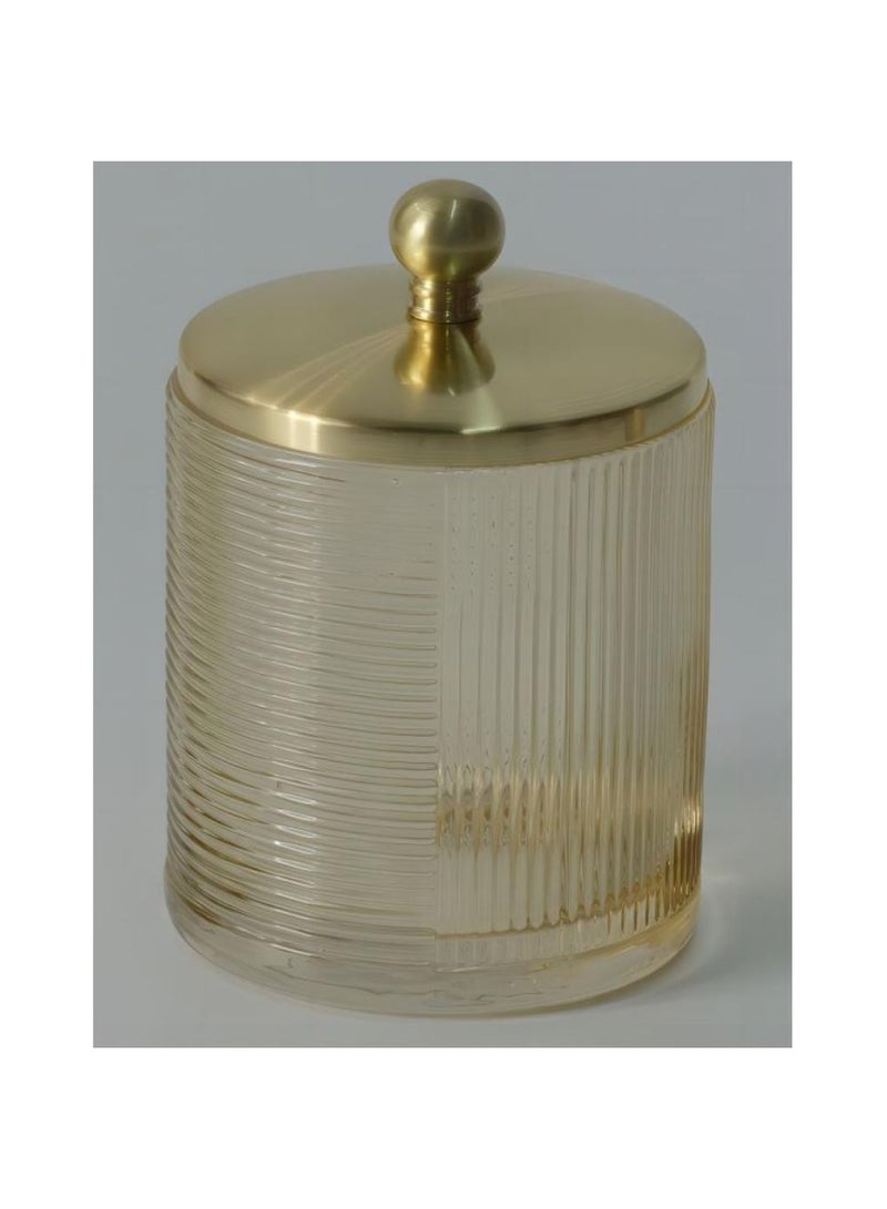 Delia Glass Cotton Jar Gold 9.5x9.5x12.5Cm